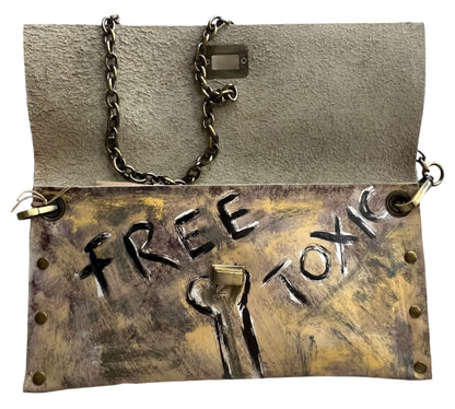 Free Toxic - Hand-Painted Leather Shoulder Bag