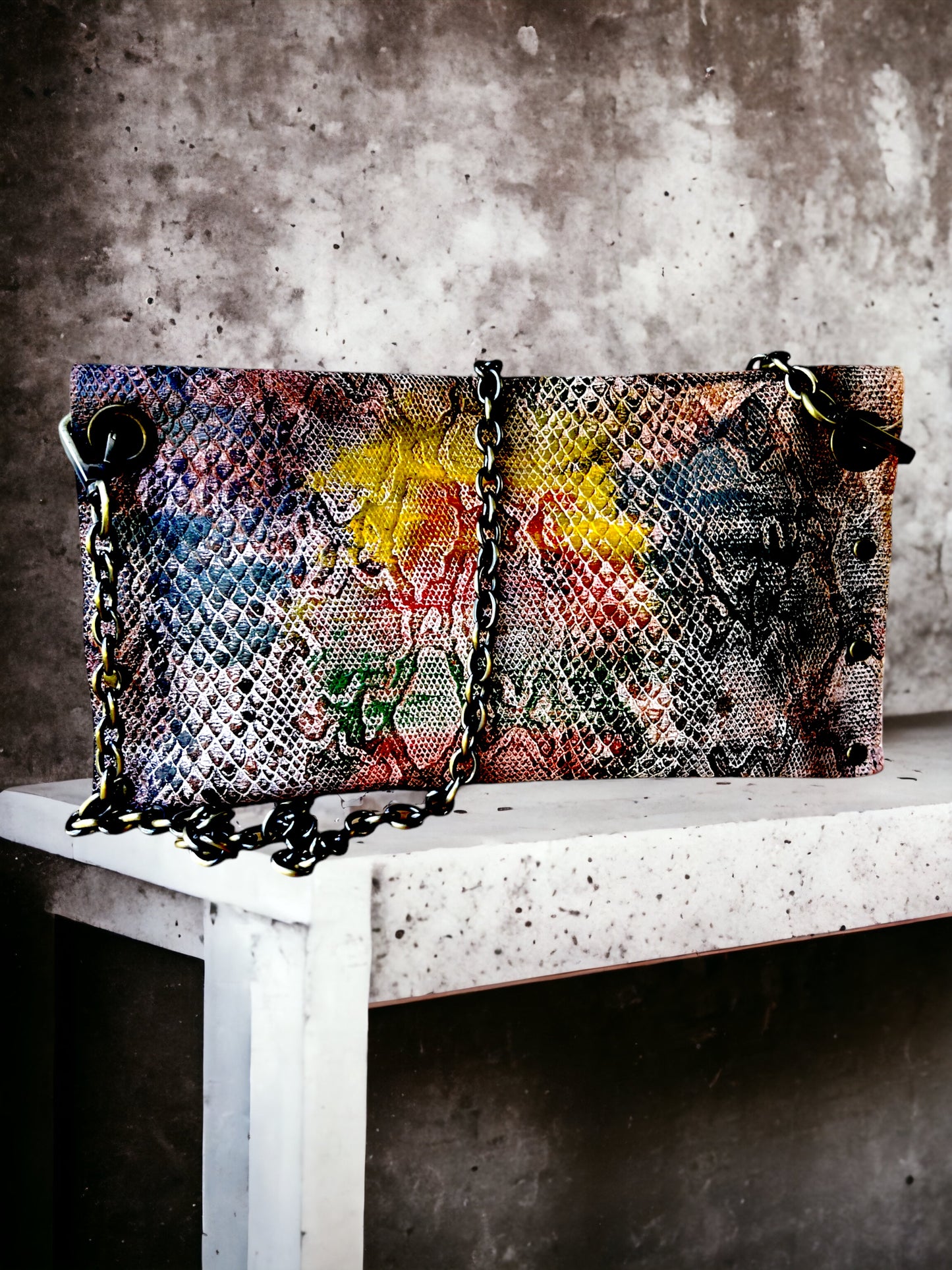 Multicolor Snakeskin Purse