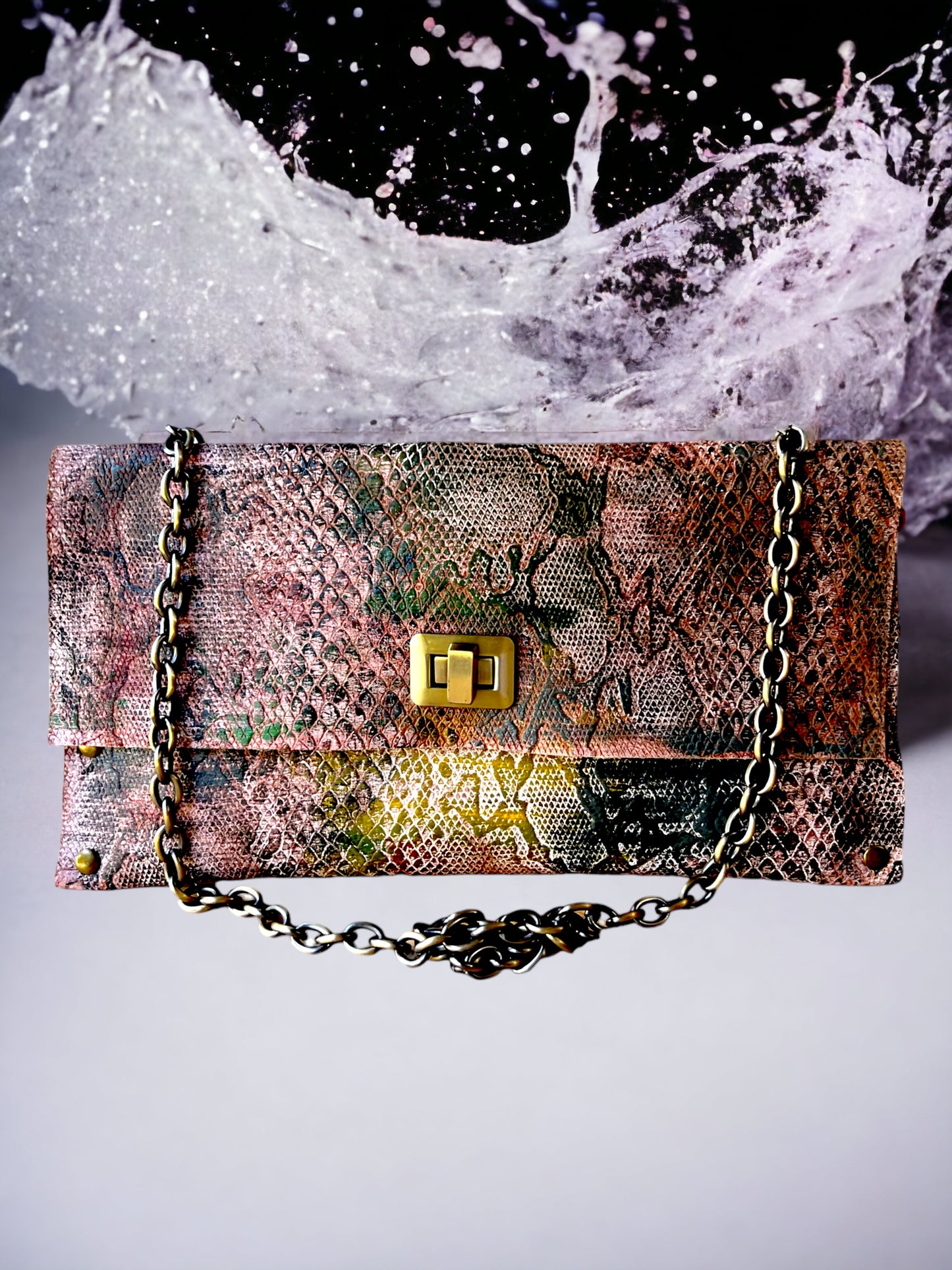 Multicolor Snakeskin Purse