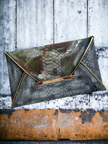 Hand-painted Felt Envelope Women's Clutch