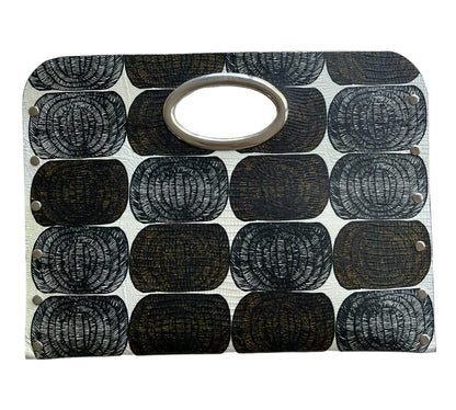 Geometric Pattern Leather Handle Everyday Bag