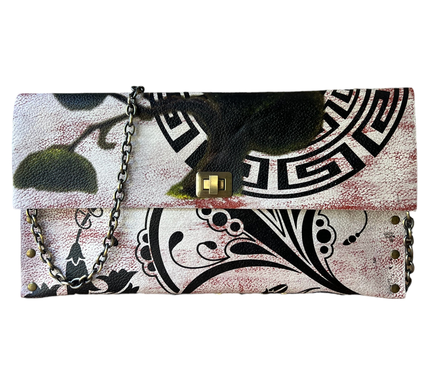 Greek Inspired Painted Clutch Bag