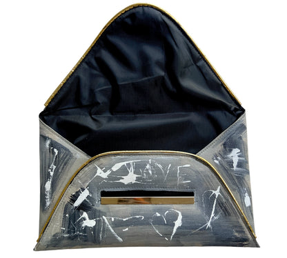 Hand-Painted Faux Leather Envelope Clutch Bag *