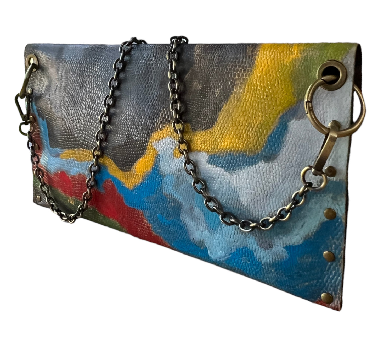 Leather Hand-Painted Abstract Crossbody