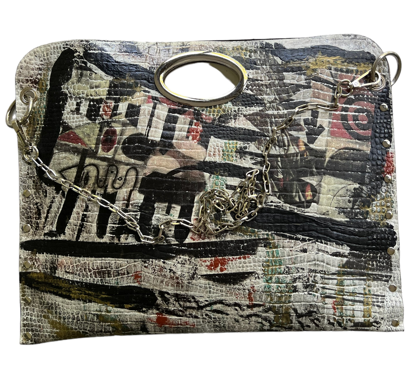 Hand-Painted Two-Sided Leather Handbag