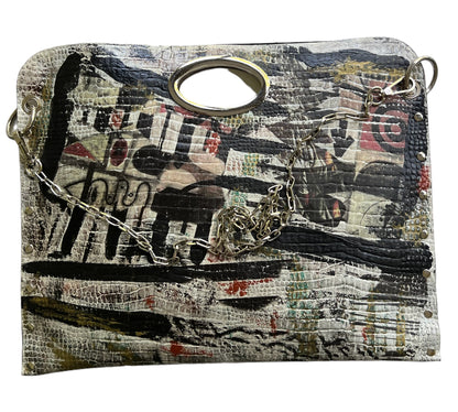 Hand-Painted Two-Sided Leather Handbag