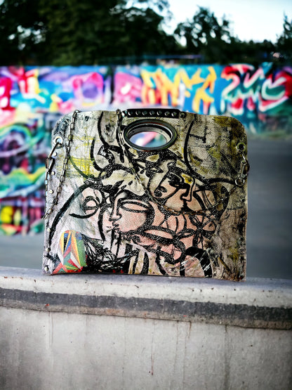 Hand-Painted Two-Sided Leather Handbag *