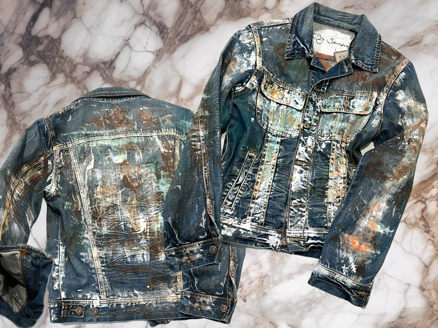 Abstract Elegance Hand-Painted Jean Jacket