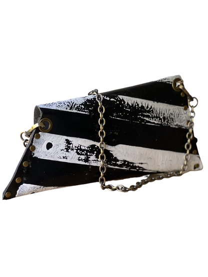 Genuine Leather Black and White Purse