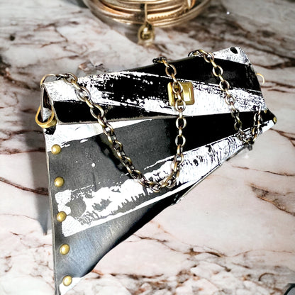 Genuine Leather Black and White Purse