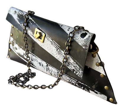 Genuine Leather Black and White Purse