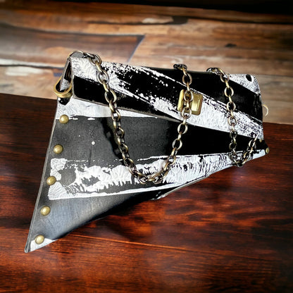 Genuine Leather Black and White Purse