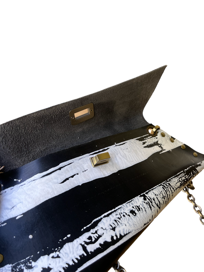 Genuine Leather Black and White Purse