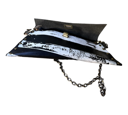 Genuine Leather Black and White Purse